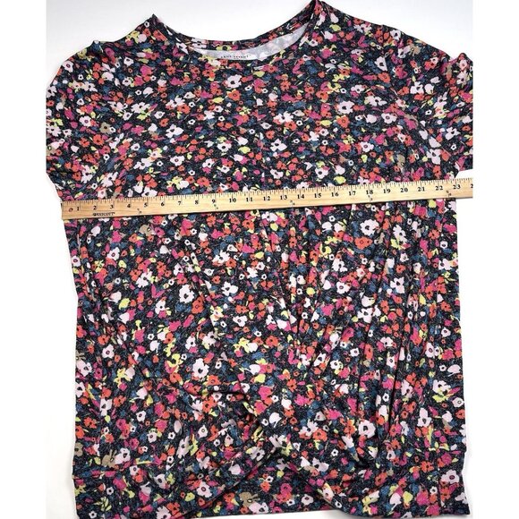 LANE BRYANT Womens Plus 18/20 Neon Floral Gathered Waist Lightweight SWEATER EUC - Picture 3 of 6